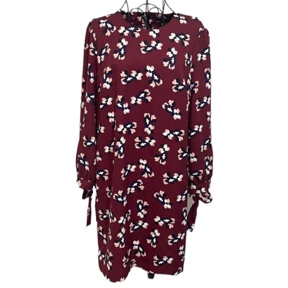 BANANA REPUBLIC Factory Burgundy Floral Dress size 10 - Picture 1 of 9